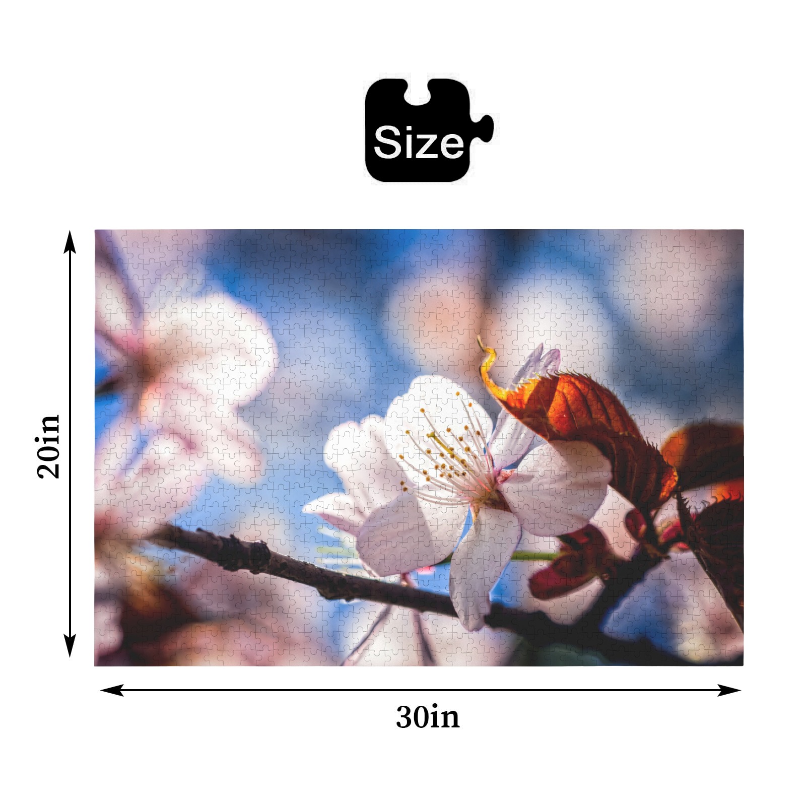 Sunlit sakura cherry flower in the tree shadow. 1000-Piece Wooden Jigsaw Puzzle (Horizontal)