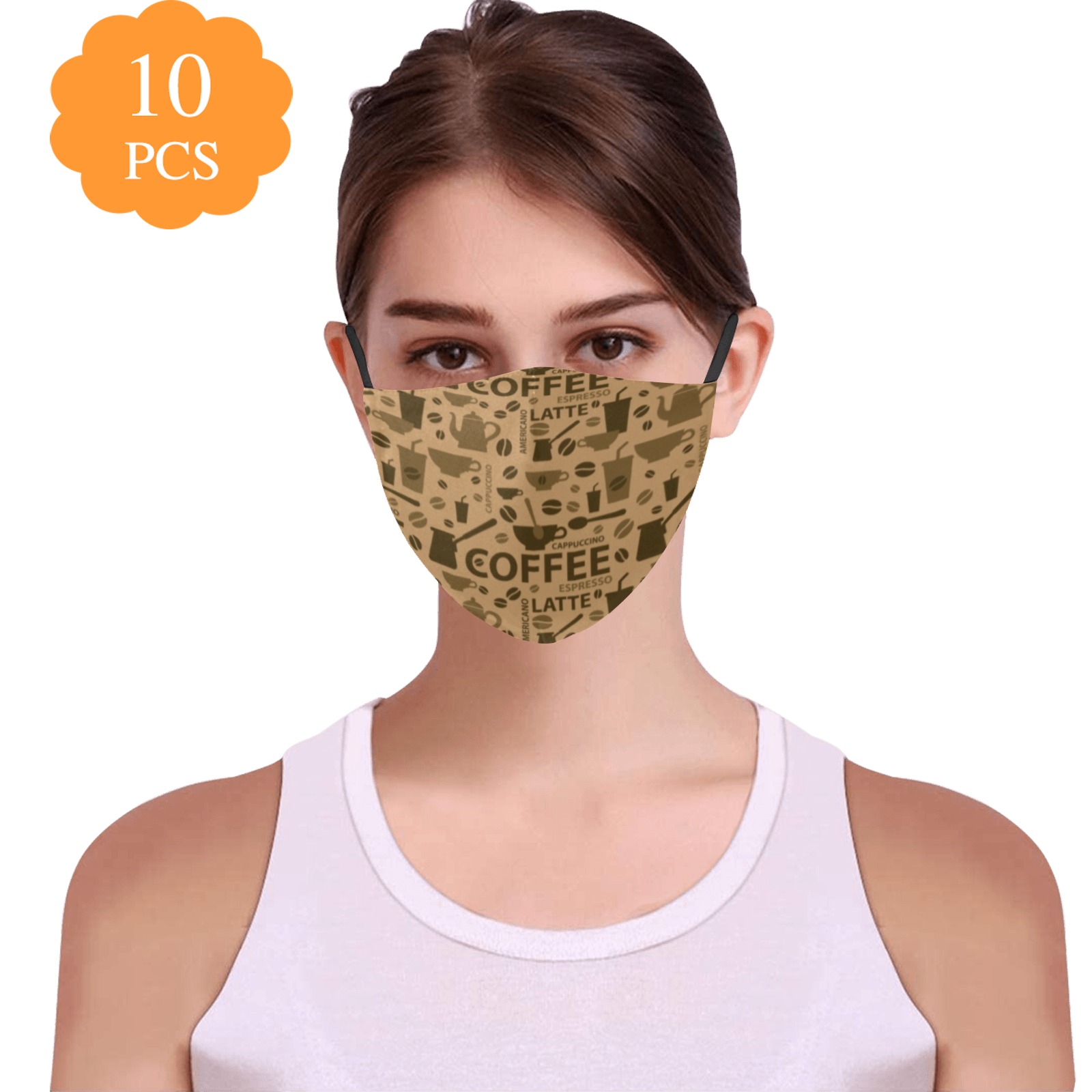 COFFEE 3D Mouth Mask with Drawstring (Pack of 10 & 20 Filters Included) (Model M04)