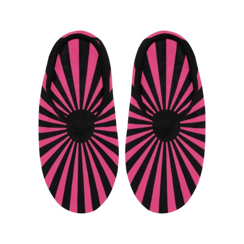Ô Op Art Dalia on Neon Pink Women's Non-Slip Cotton Slippers (Model 0602)