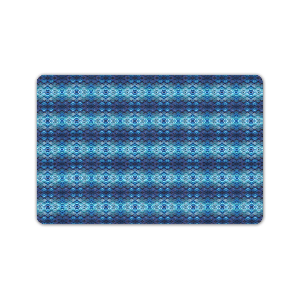 sky blue and dark blue repeating pattern Doormat 24"x16" (Black Base)