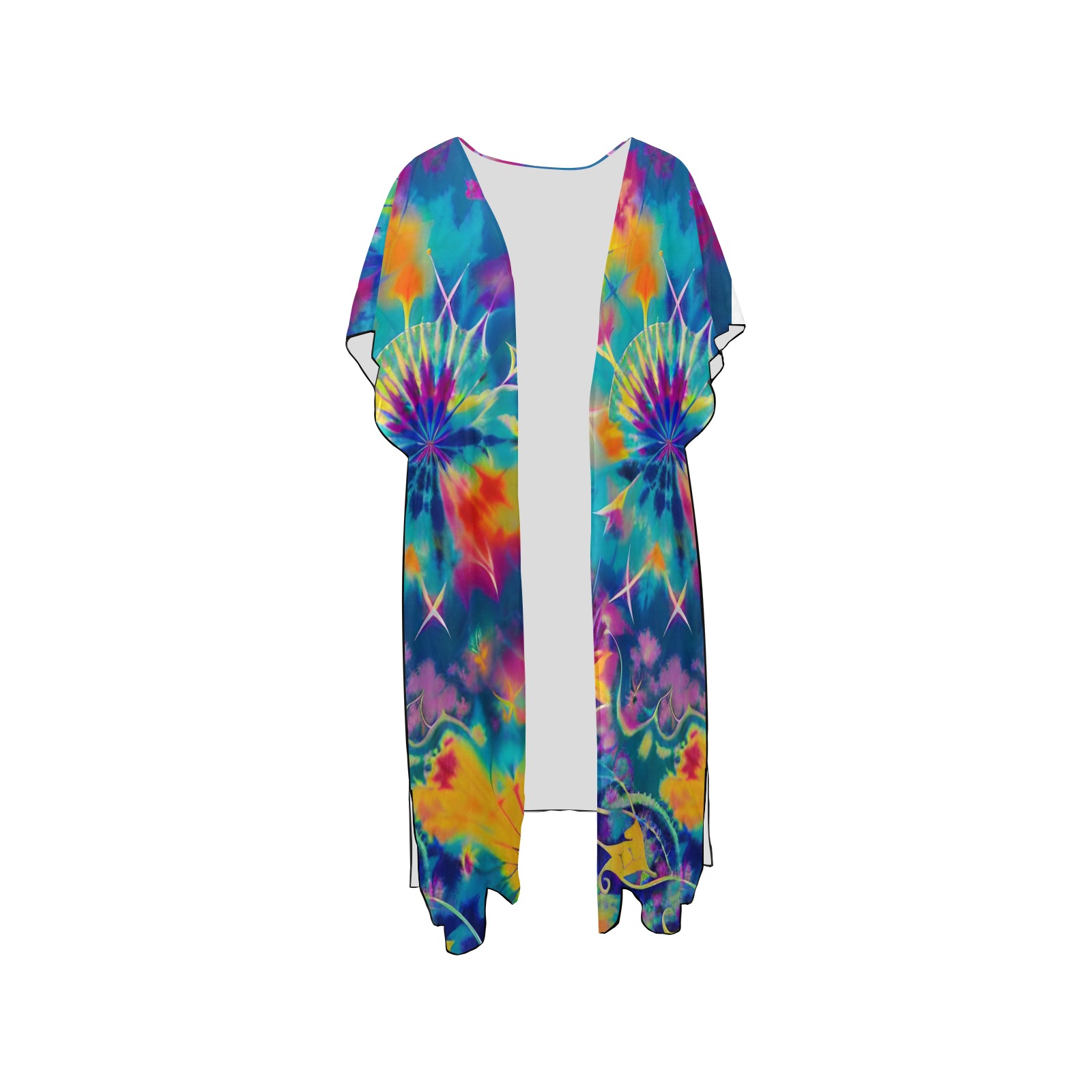 Dreaming Of Tie Dye Mid-Length Side Slits Chiffon Cover Ups (Model H50)