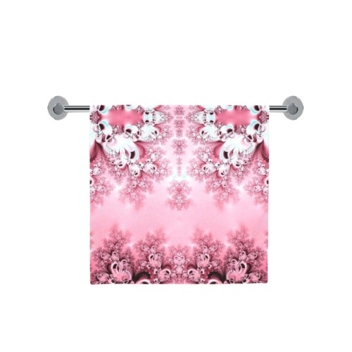 Pink Rose Garden Frost Fractal Bath Towel 30"x56"