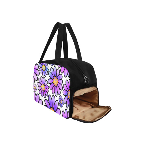 Lilac Watercolor Doodle Daisy Flower Pattern Fitness Handbag (Model 1671)