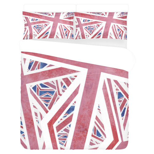 Abstract Union Jack British Flag Collage 3-Piece Bedding Set