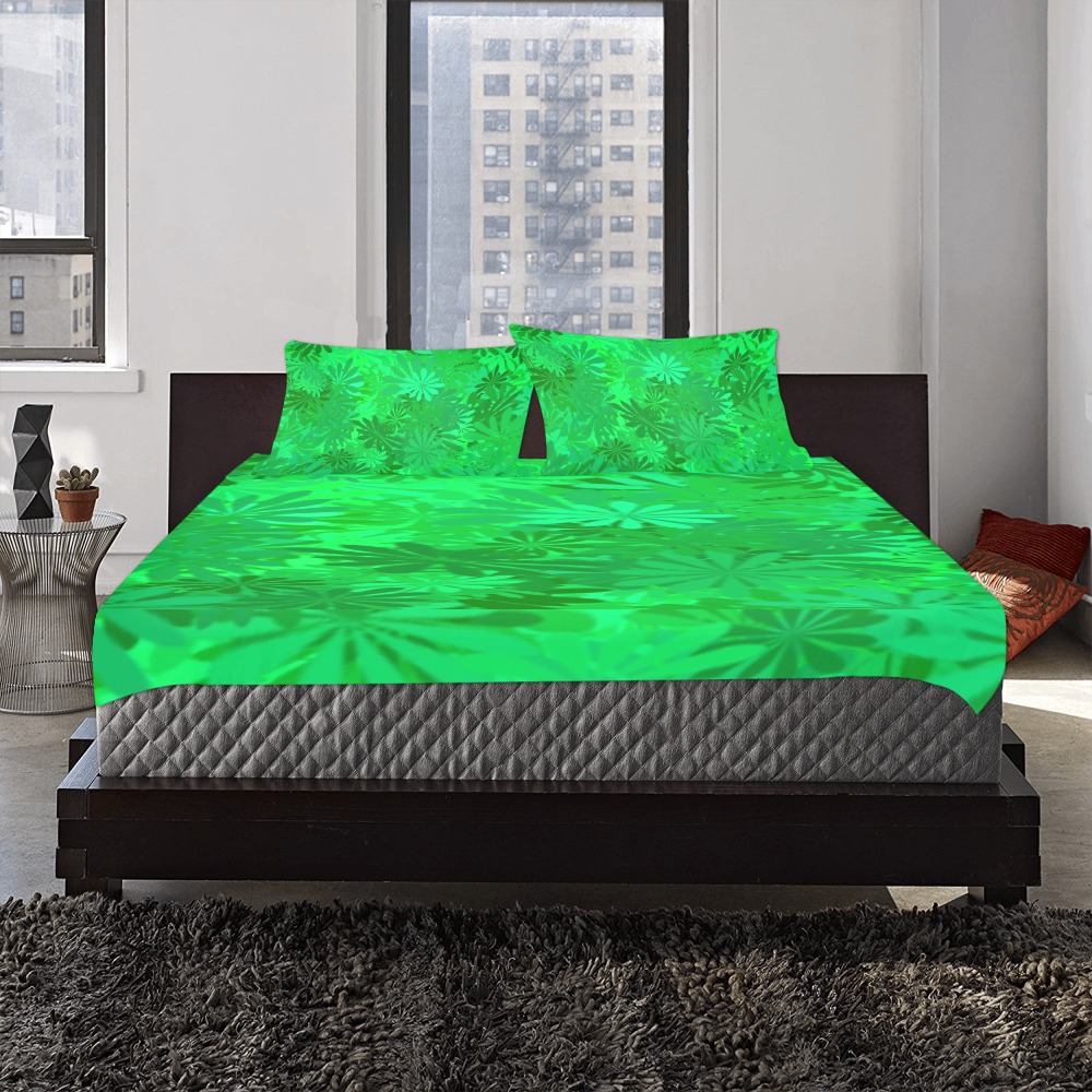 Green Daisies 3-Piece Bedding Set