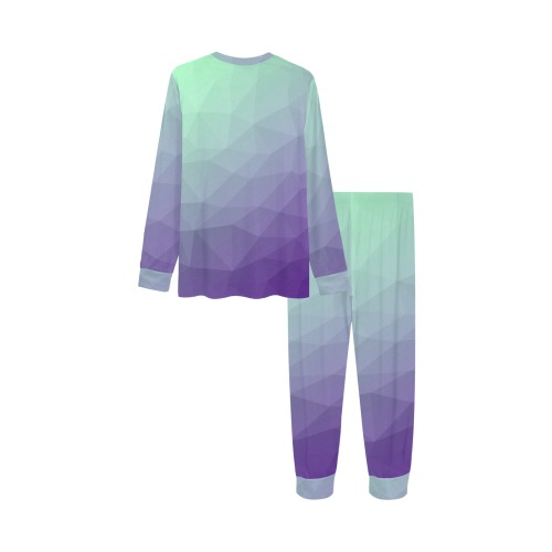Purple green ombre gradient geometric mesh pattern Kids' All Over Print Pajama Set
