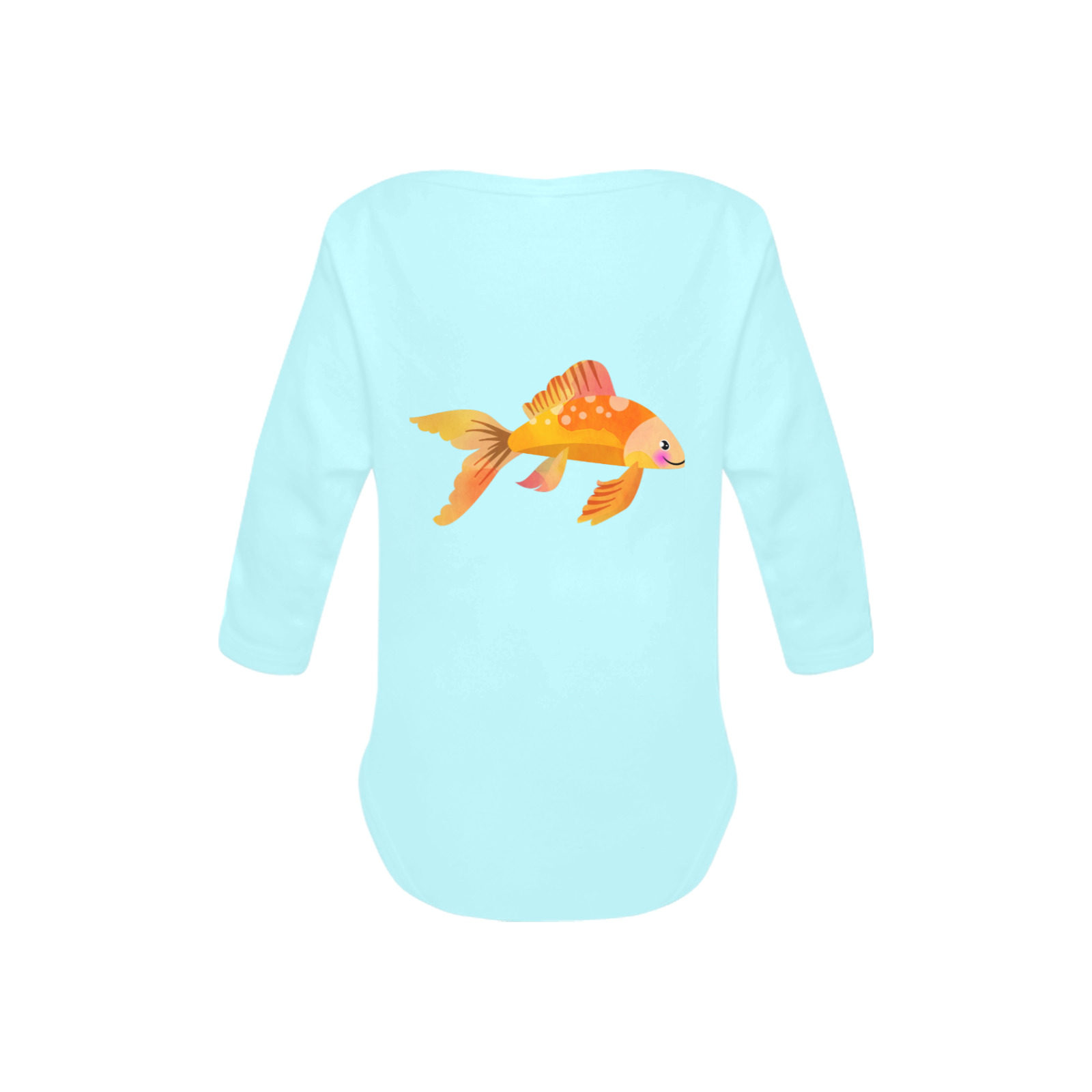 Fancy Aquarium Koi Gold Fish Cartoon Baby Powder Organic Long Sleeve One Piece (Model T27)