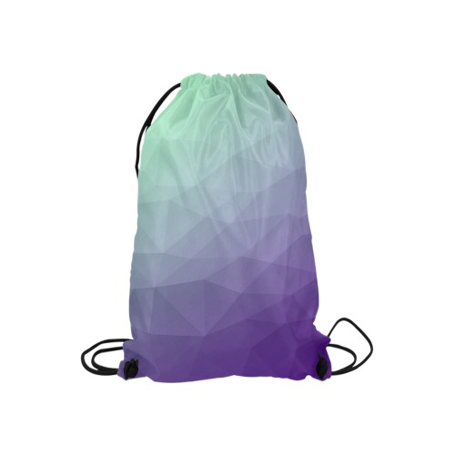 Purple green ombre gradient geometric mesh pattern Small Drawstring Bag Model 1604 (Twin Sides) 11"(W) * 17.7"(H)
