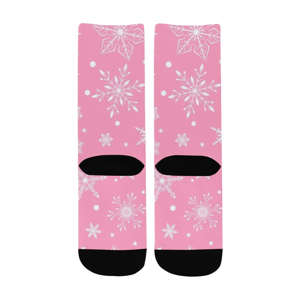 Snowflakes Pink Kids' Custom Socks
