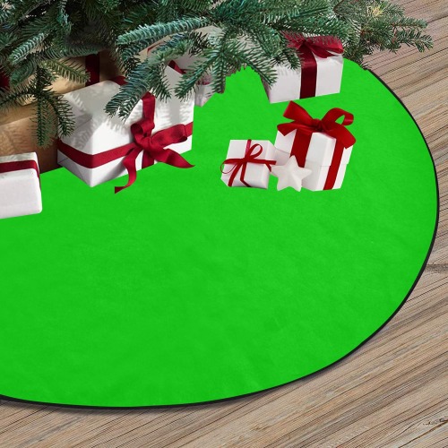 Merry Christmas Green Solid Color Thick Christmas Tree Skirt 47" x 47"