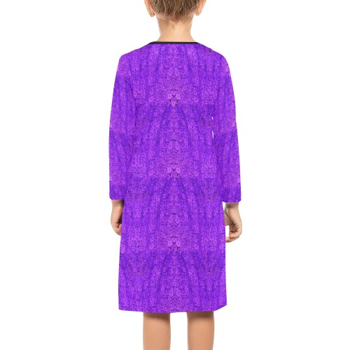 purple roses Girls' Long Sleeve Dress (Model D59)
