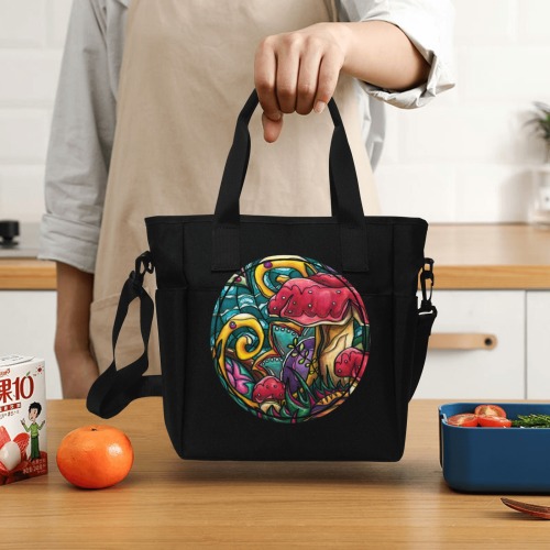 Mushrooms Insulated Tote Bag with Shoulder Strap (Model 1724)
