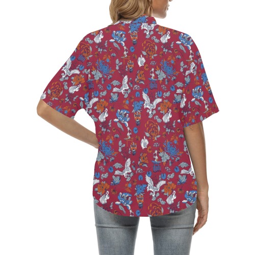Florid dark asian nature 03 All Over Print Hawaiian Shirt for Women (Model T58)