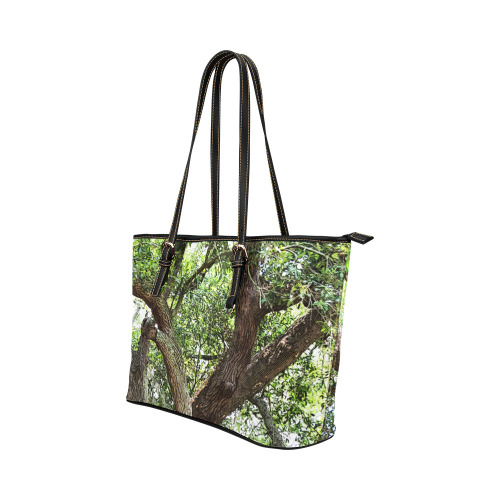 Oak Tree In The Park 7659 Stinson Park Jacksonville Florida Leather Tote Bag/Large (Model 1651)