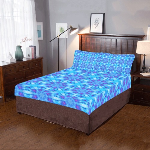 Aqua and Teal Tie Dye 3-Piece Bedding Set