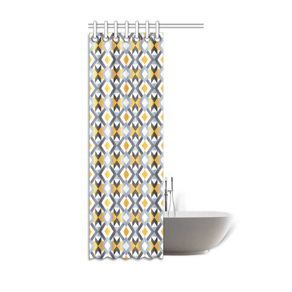 Retro Angles Abstract Geometric Pattern Shower Curtain 36"x72"