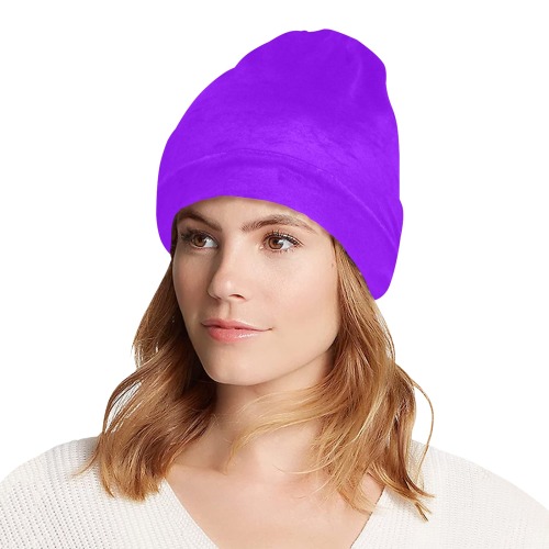 color electric violet All Over Print Beanie for Adults