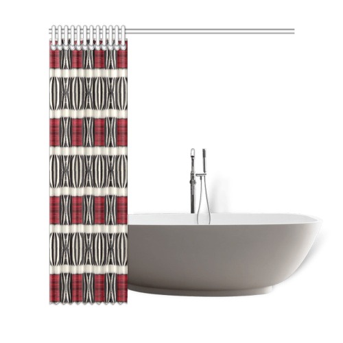 repeating pattern black and white zebra print with red Shower Curtain 69"x72"