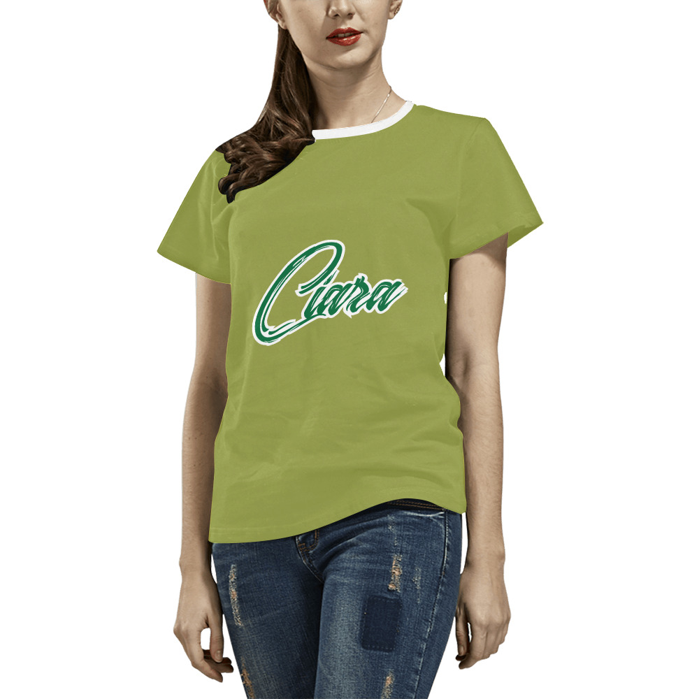 GREEN All Over Print T-Shirt for Women (USA Size) (Model T40)