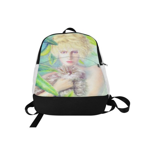 Girl with a cat Fabric Backpack for Adult (Model 1659)