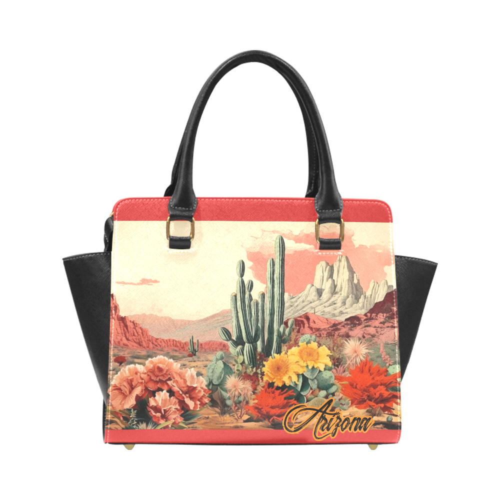 Arizona Desert Flowers Rivet Shoulder Handbag (Model 1645)