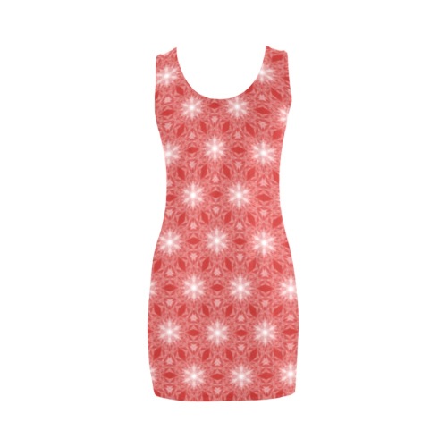 Ô Fractal Snowflake Pattern on Red Medea Vest Dress (Model D06)