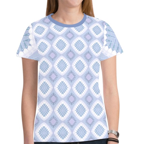 Spike Strip Blue (1367) New All Over Print T-shirt for Women (Model T45)
