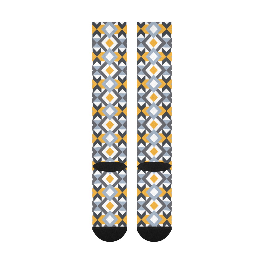 Retro Angles Abstract Geometric Pattern Over-The-Calf Socks