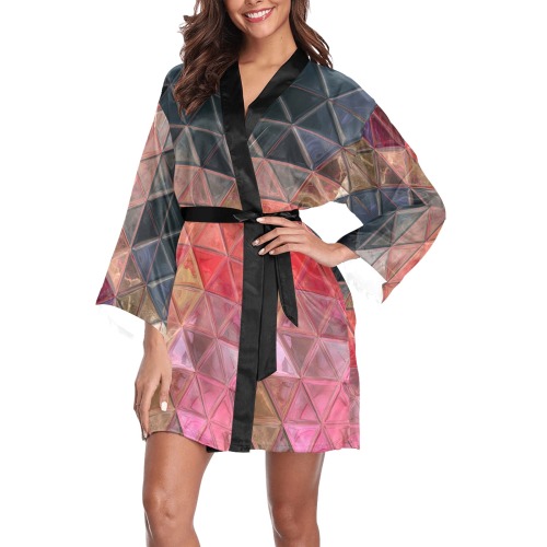 mosaic triangle 3 Long Sleeve Kimono Robe