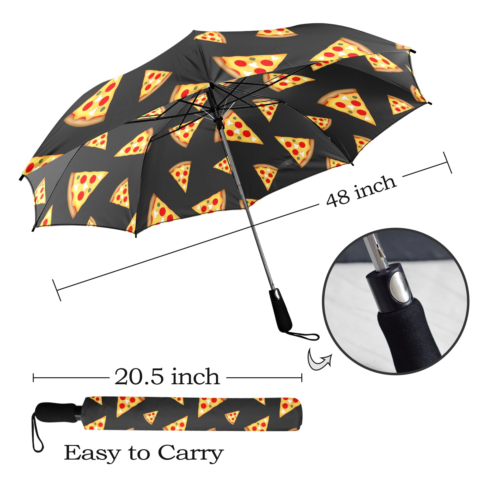 Cool and fun pizza slices pattern dark gray Semi-Automatic Foldable Umbrella (Model U12)