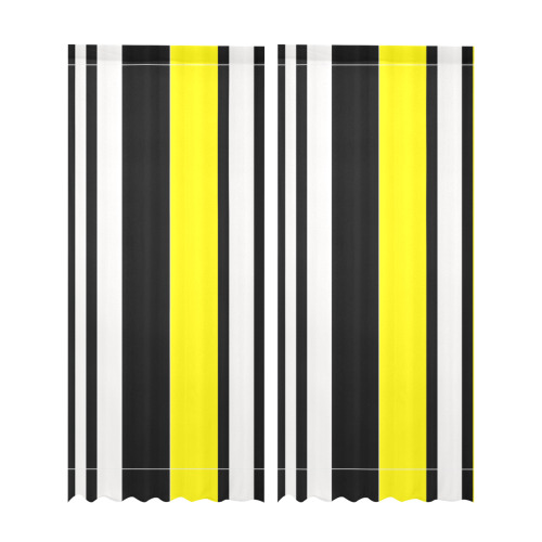 by stripes Gauze Curtain 28"x95" (Two-Piece)