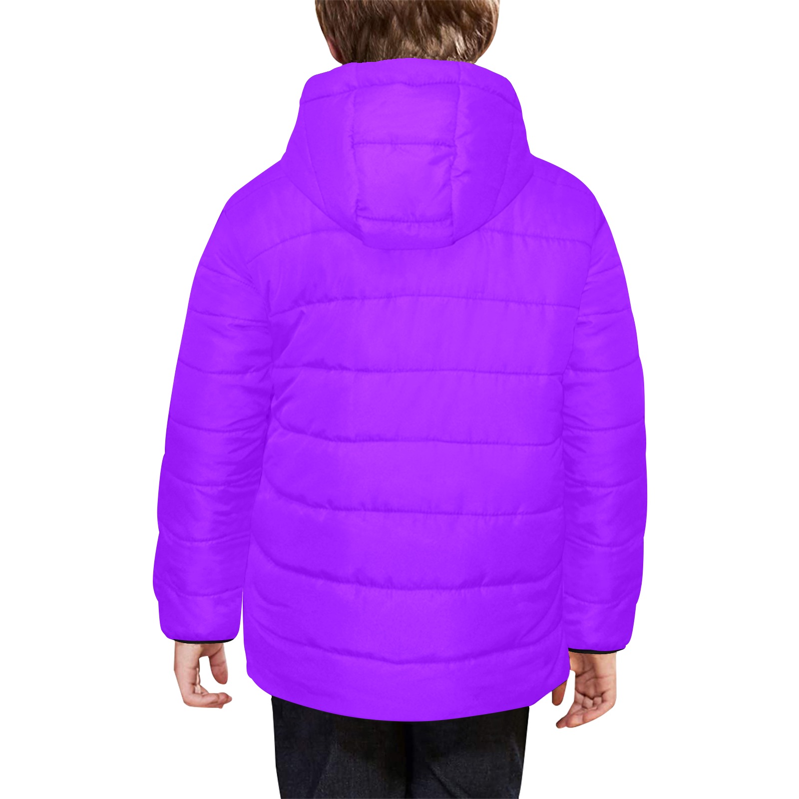 color electric violet Kids' Padded Hooded Jacket (Model H45)