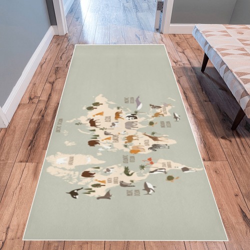 World Map with Animals rug Area Rug 9'6''x3'3''