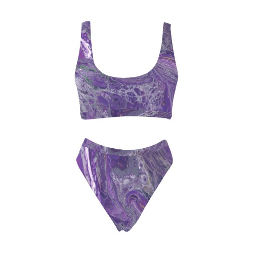 The Violet Storm Sport Top & High-Waisted Bikini Swimsuit (Model S07)