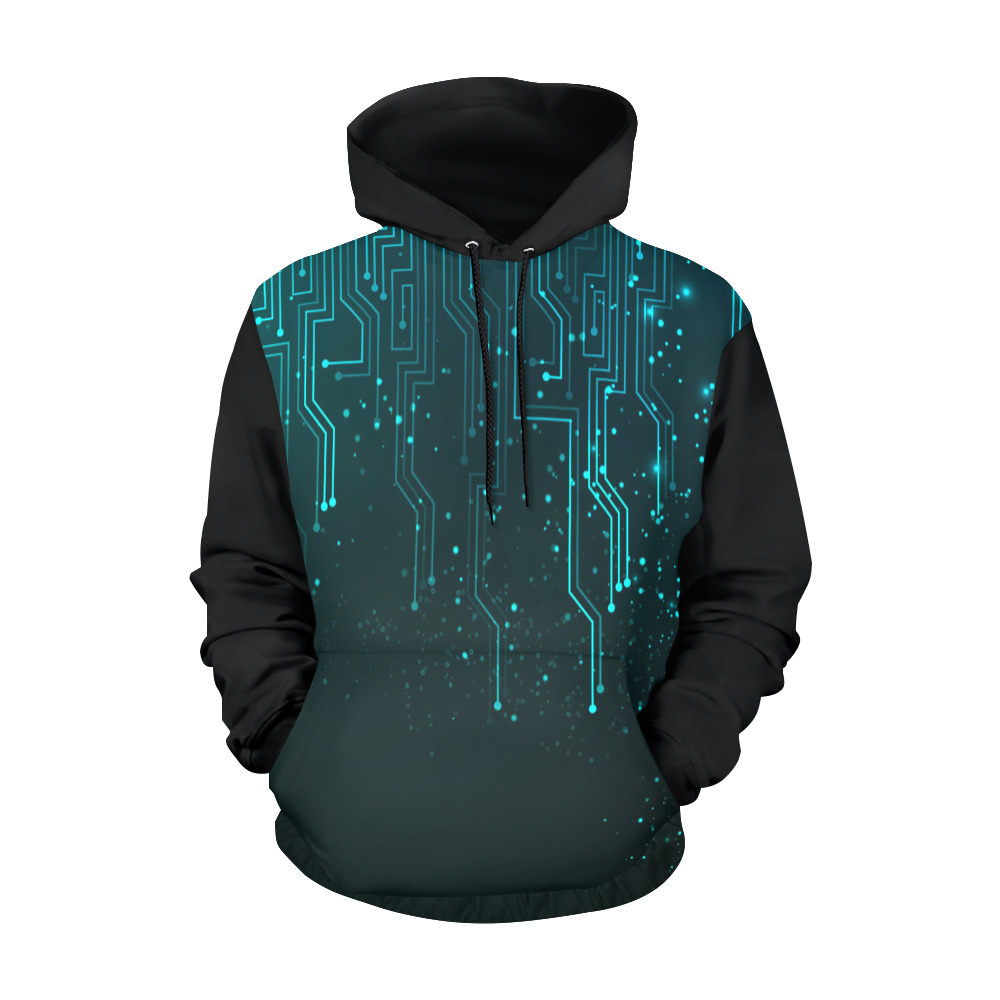 Psy Tech circuitry All Over Print Hoodie for Men (USA Size) (Model H13)
