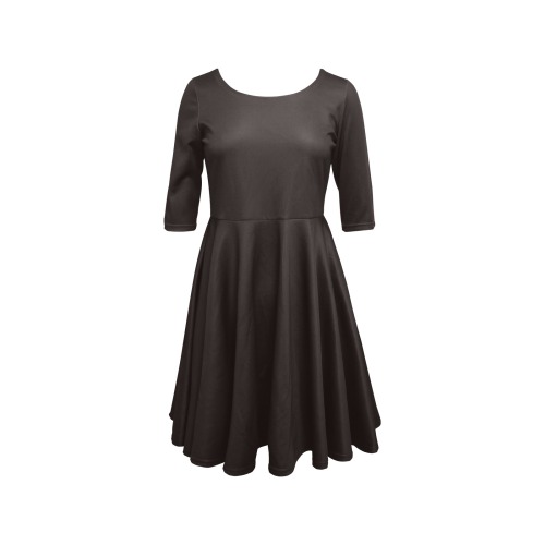 color licorice Half Sleeve Skater Dress (Model D61)