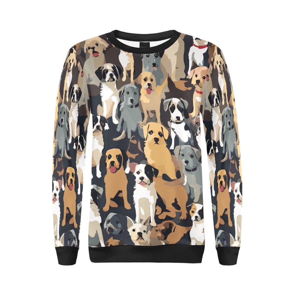 Abstract pattern of small funny dogs. All Over Print Crewneck Sweatshirt for Women (Model H18)