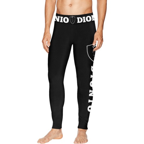 Dionio Clothing - Black Stretch Pants Logo Men's All Over Print Leggings (Model L38)