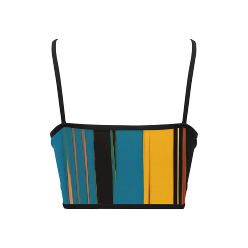 Black Turquoise And Orange Go! Abstract Art Women's Spaghetti Strap Crop Top (Model T67)