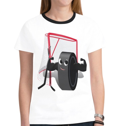 Hockey Puck and Goal New All Over Print T-shirt for Women (Model T45)