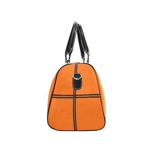 Black Interlocking Squares funhouse orange New Waterproof Travel Bag/Large (Model 1639)
