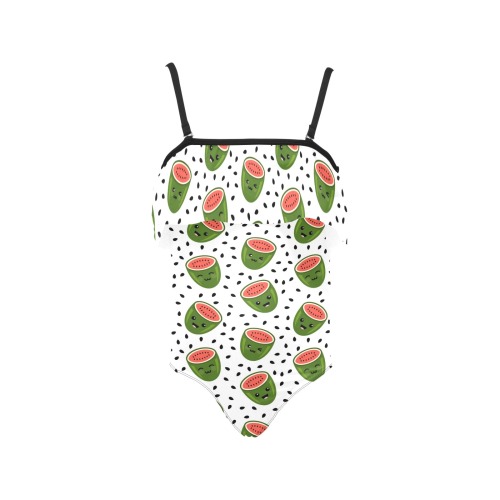 Watermelon Kids' Spaghetti Strap Ruffle Swimsuit (Model S26)