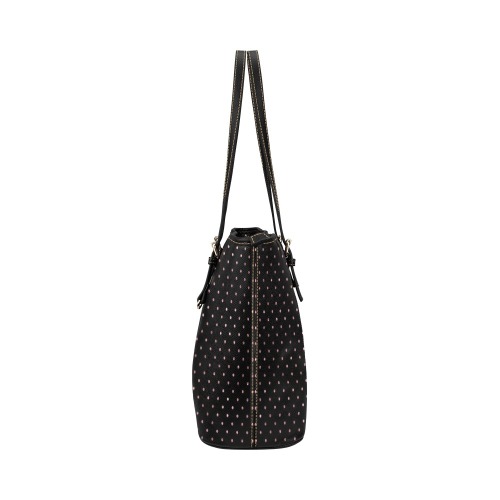 Rose Gold and Black Polkadots Leather Tote Bag/Large (Model 1651)