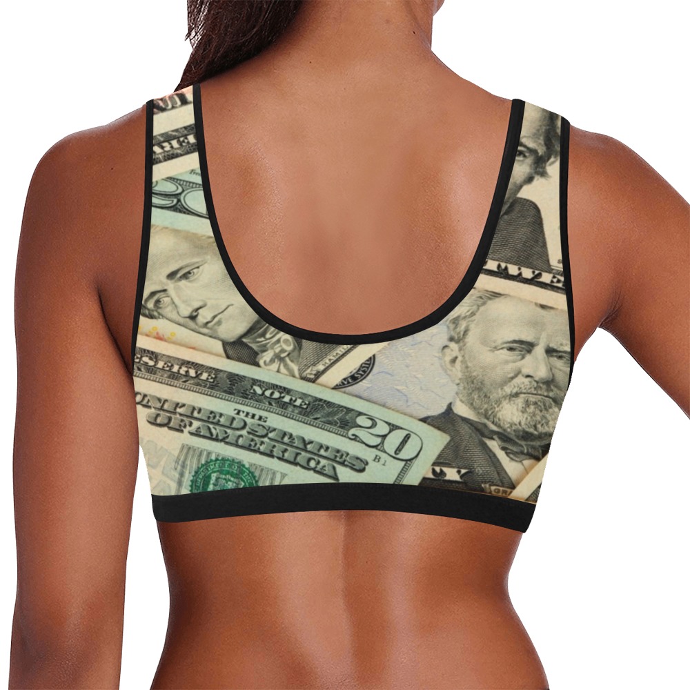 US PAPER CURRENCY Women's All Over Print Sports Bra (Model T52)