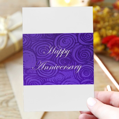 Anniversary Swirls Purple Greeting Card 4"x6"
