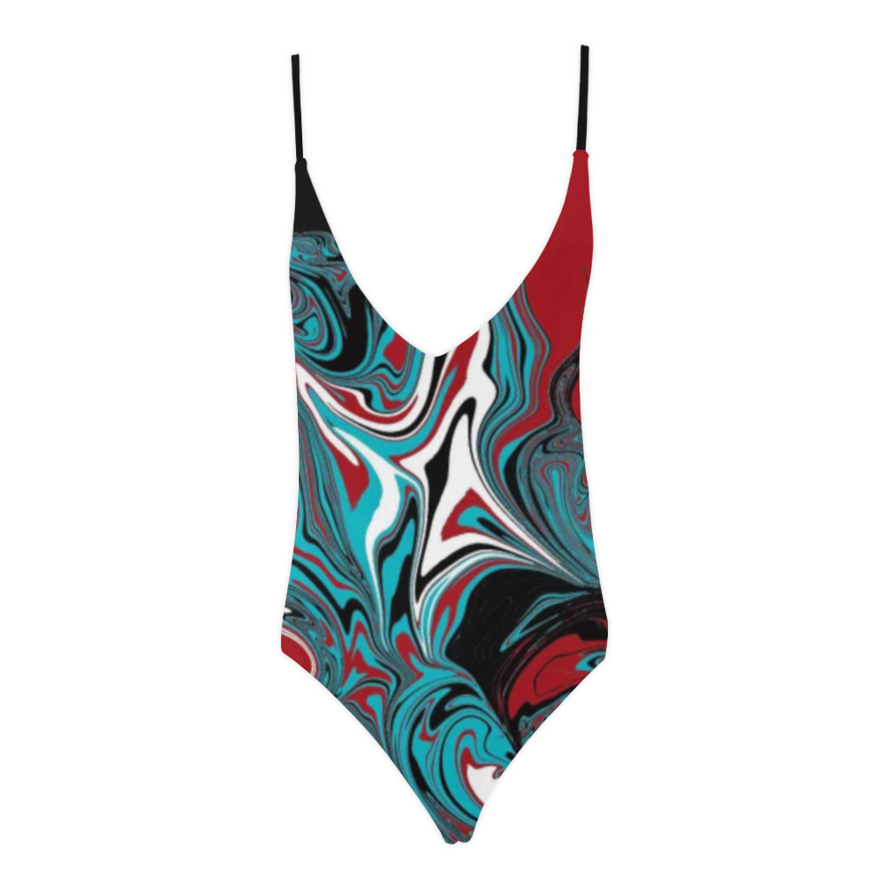 Dark Wave of Colors Sexy Lacing Backless One-Piece Swimsuit (Model S10)