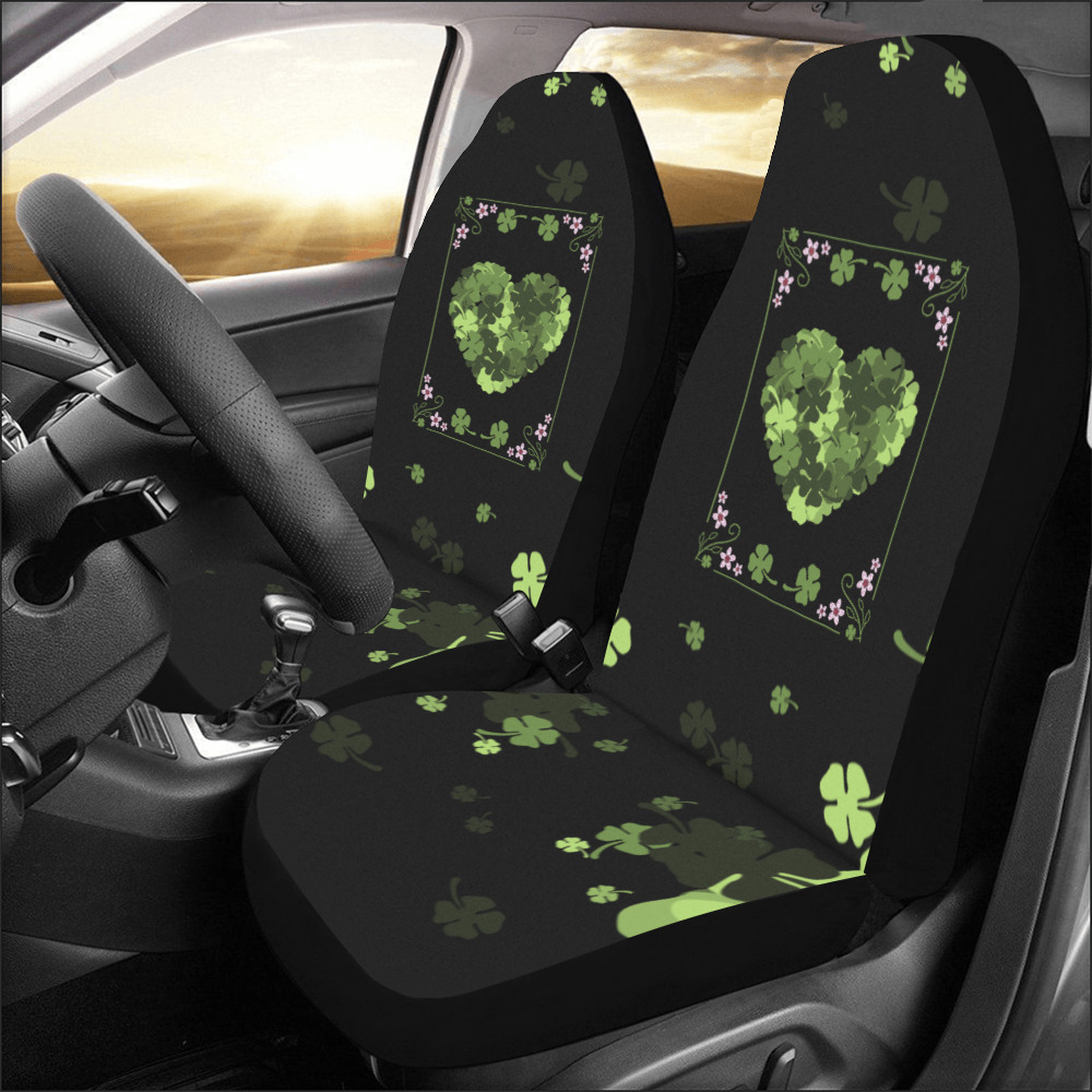 St. Patrick's Clover Heart Car Seat Covers (Set of 2)