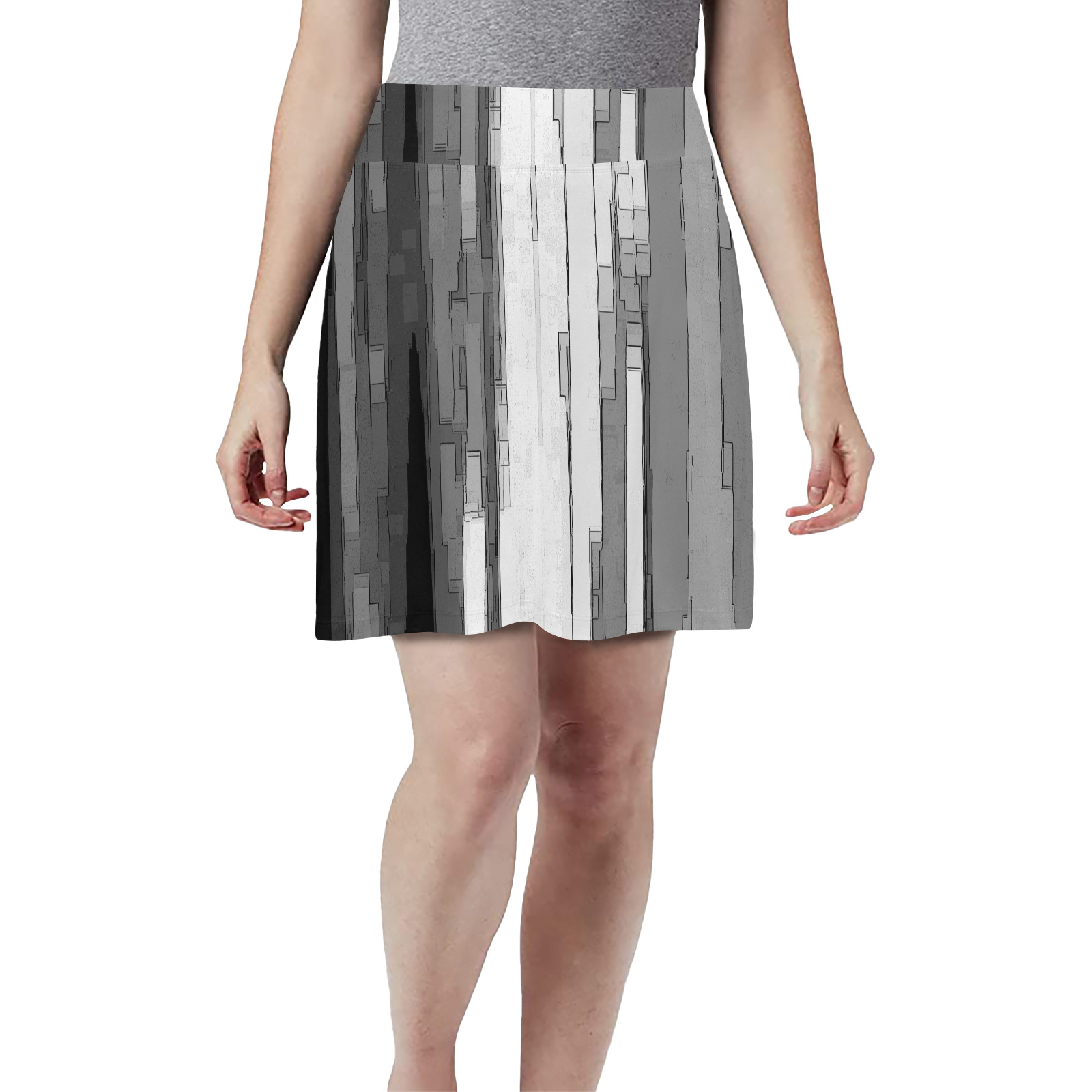 Greyscale Abstract B&W Art Women's Athletic Skirt (Model D64)