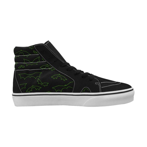 Neon Green Bats Men's High Top Skateboarding Shoes (Model E001-1)