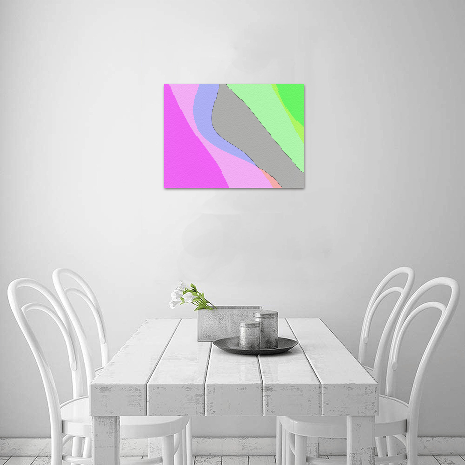 Abstract 703 - Retro Groovy Pink And Green Frame Canvas Print 16"x12"